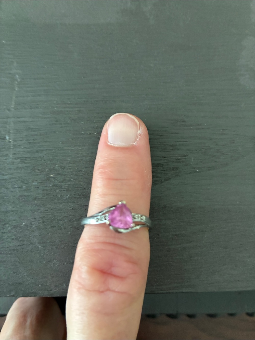 Brighton Silver-Tone Ring with Pink Teardrop Stone